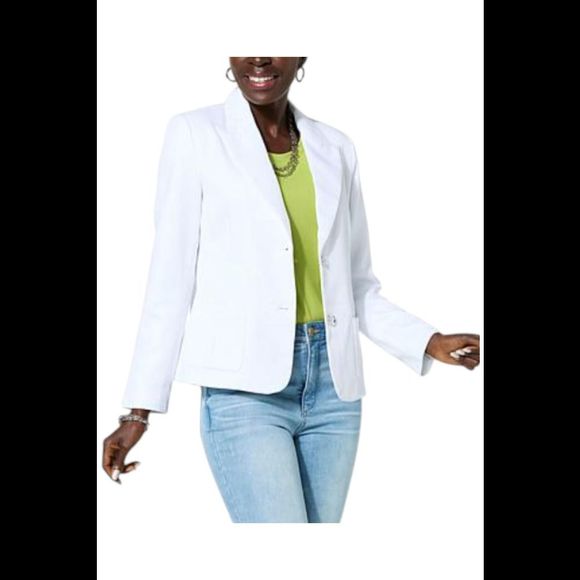 Jaclyn Smith Women's Stretch Woven Buttoned Blazer Bright White - Regular - Picture 1 of 1
